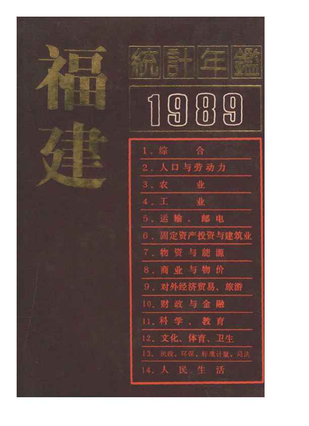 1989年福建统计年鉴