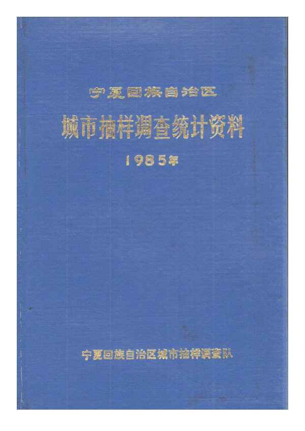 1985年宁夏回族自治区城市抽样调查统计资料