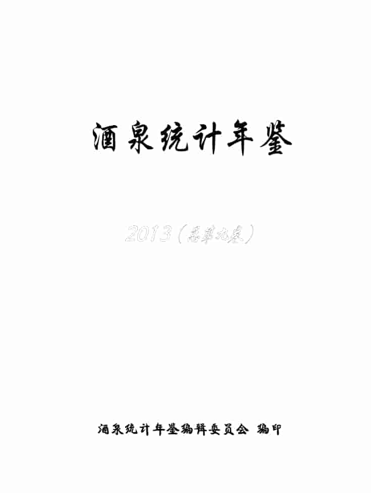 2013年酒泉统计年鉴封皮
